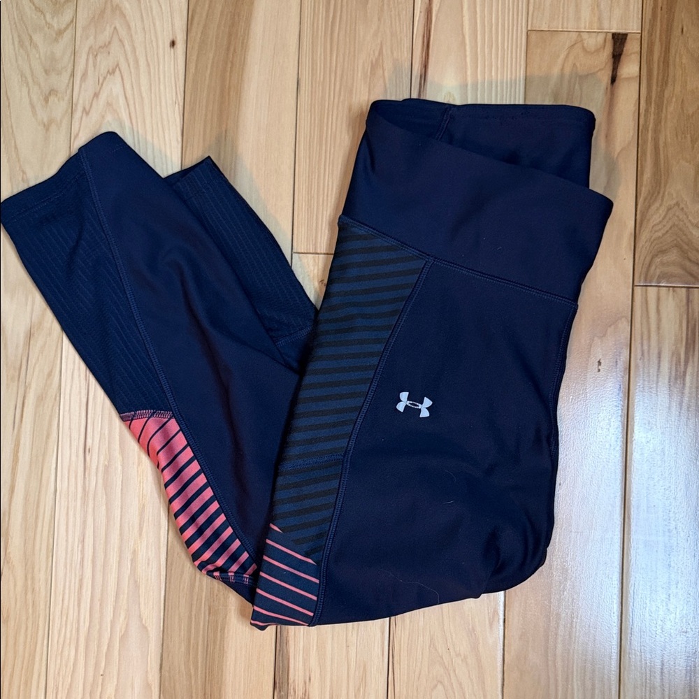 Under Armour Purple Leggings with Coral Stripes